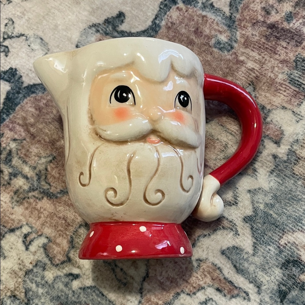 Johanna Parker Santa Claus Ceramic Pitcher with Red Handle